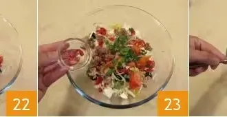 Салат с тунцом, моцареллой и перцем шаг 8