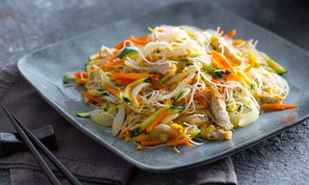 Рисовая лапша с мясом и овощами пошаговый рецепт с фото